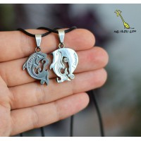 Кулон парный для влюбленных "I love you. Дельфины". Цена за 1 пару